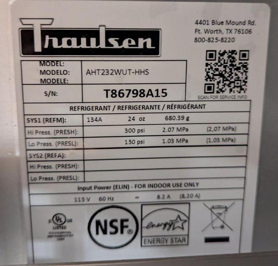 Used Traulsen AHT232WUT-HHS Spec-Line 58" 2-Section Stainless Cooler W/4 Doors - 2 available