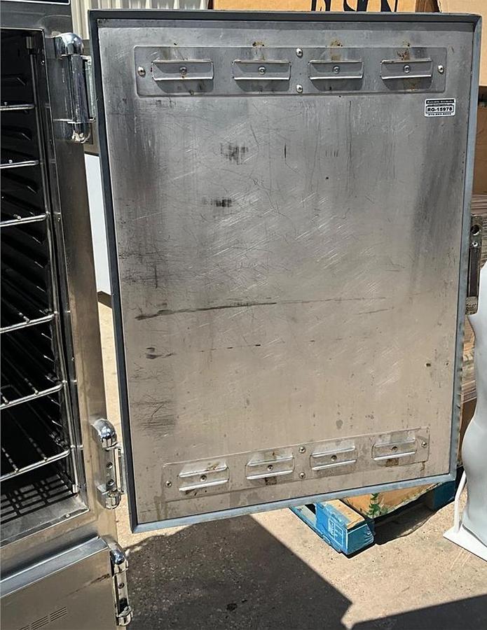 Used Alto Shaam heated food warmer cabinet on casters