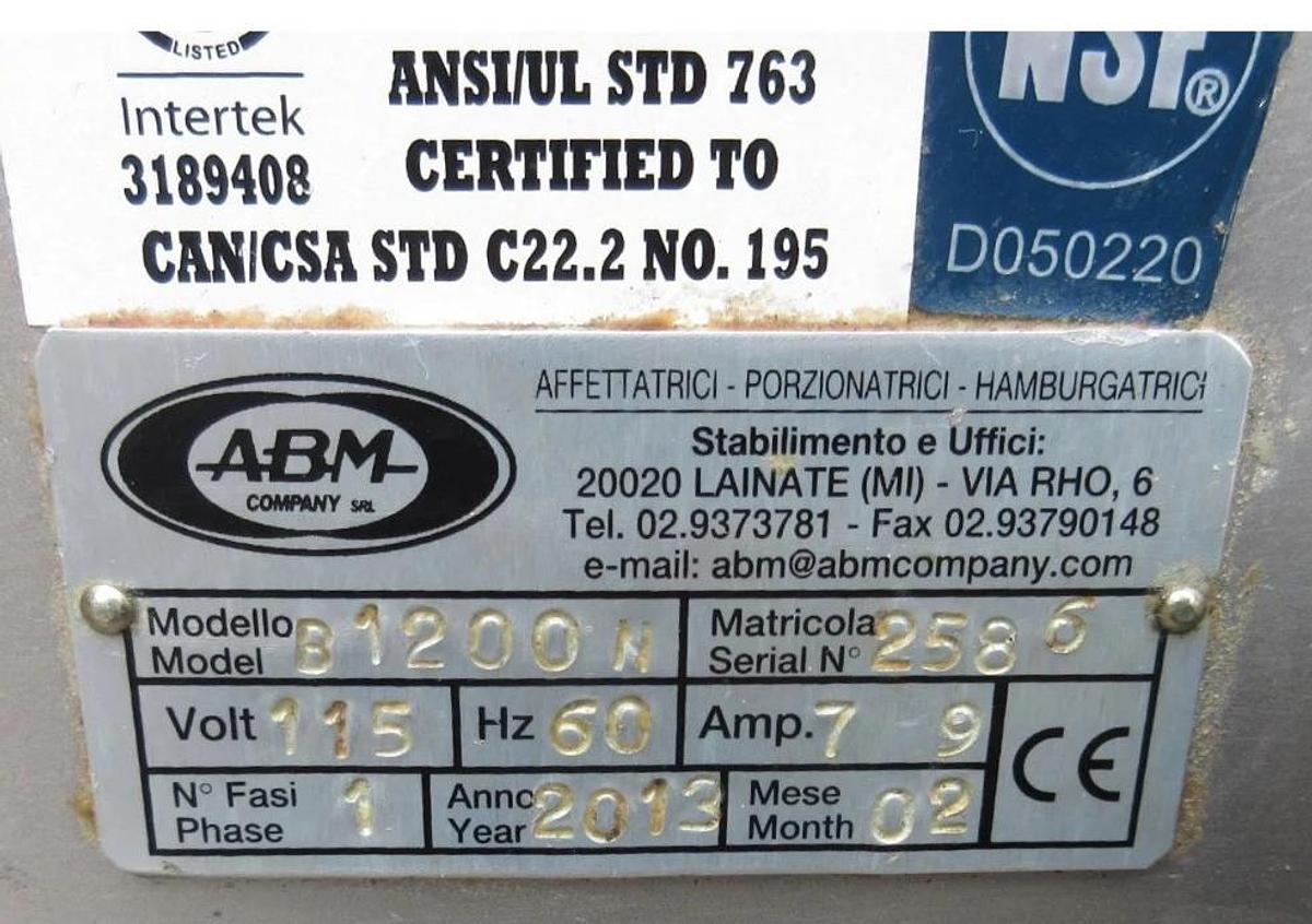 Used BIRO F1200N PATTY FORMER MACHINE