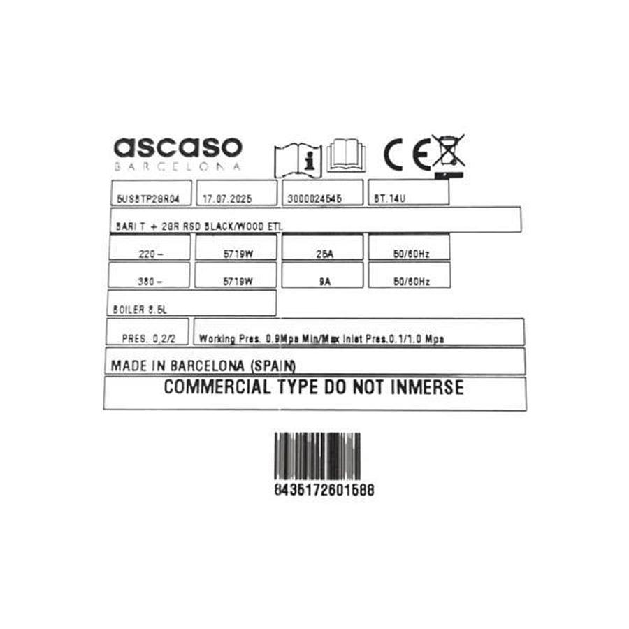 Used Ascaso 5U8BTP2GR04 2 Group Espresso Machine