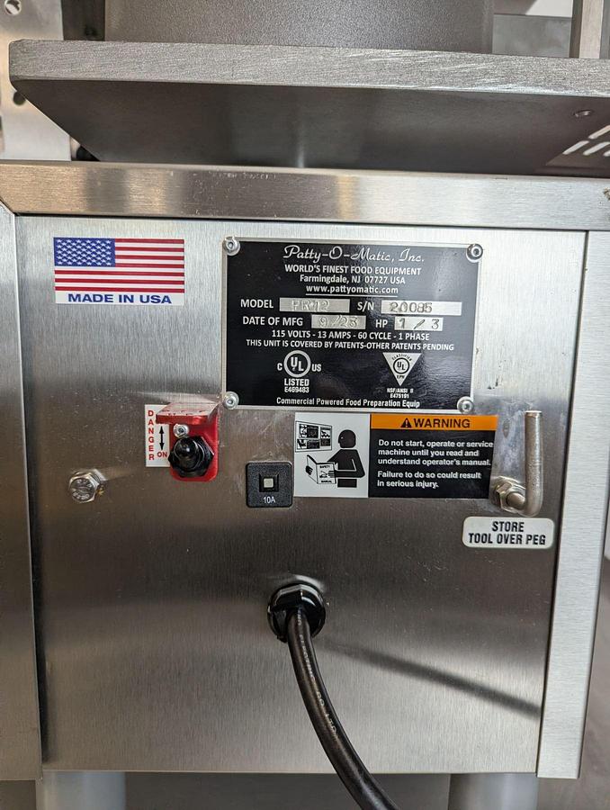 Used Patty-O-Matic PR12 Automatic Patty Forming Machine - LIKE NEW CONDITION -WARRANTY