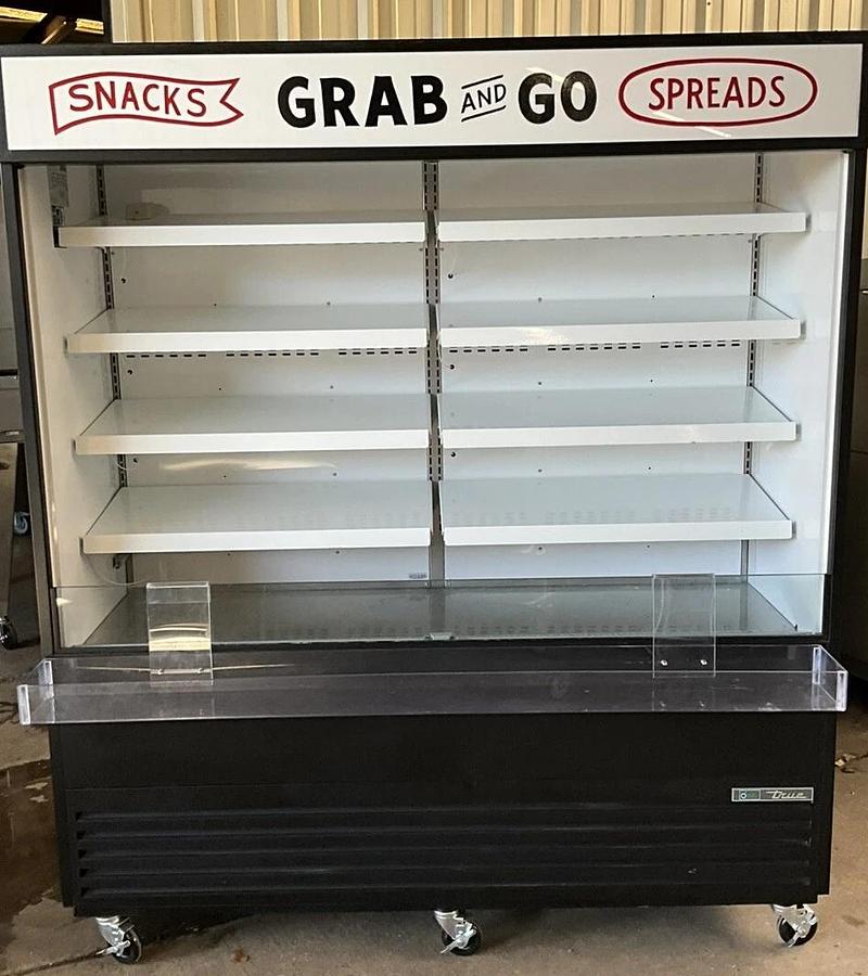 Used 2022 True TOAM-72-HC TSL01 72" Vertical Open Air Cooler Grab & go Refrigerator