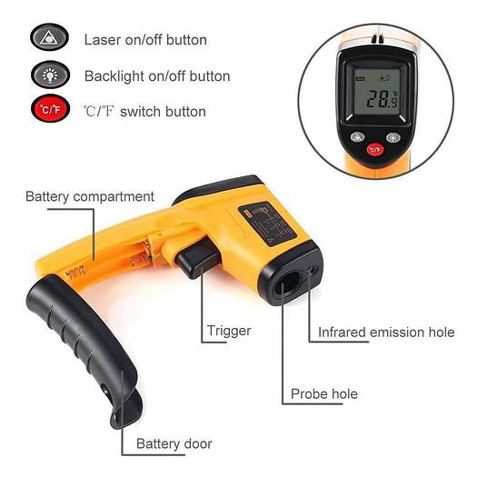 Temp-Meter Temperature Gun Non-contact Digital Laser IR Infrared Thermometer