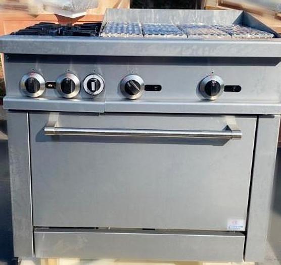 Oven with 24" char broiler and 2 open burners