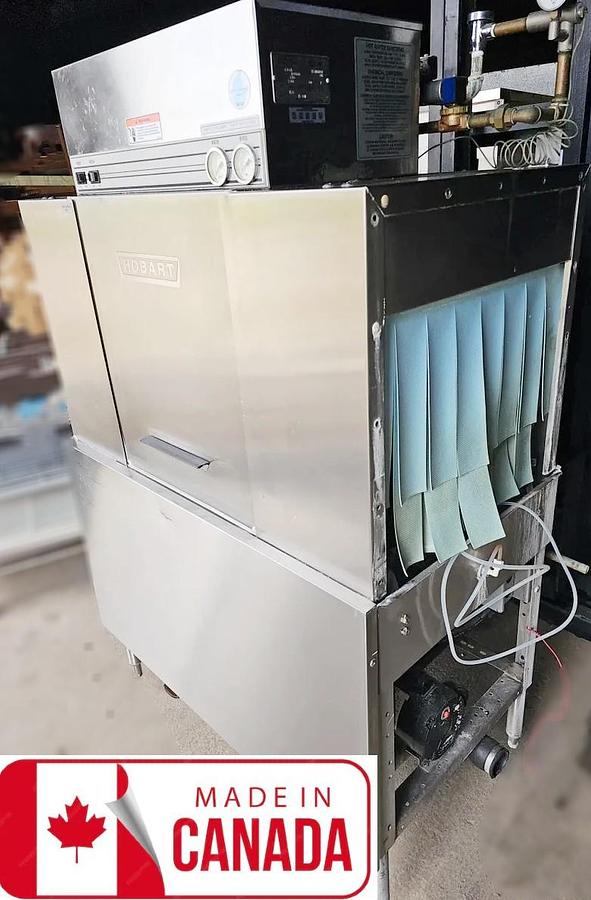 Used Hobart Double Dish Conveyor Dishwasher - has gas water heater