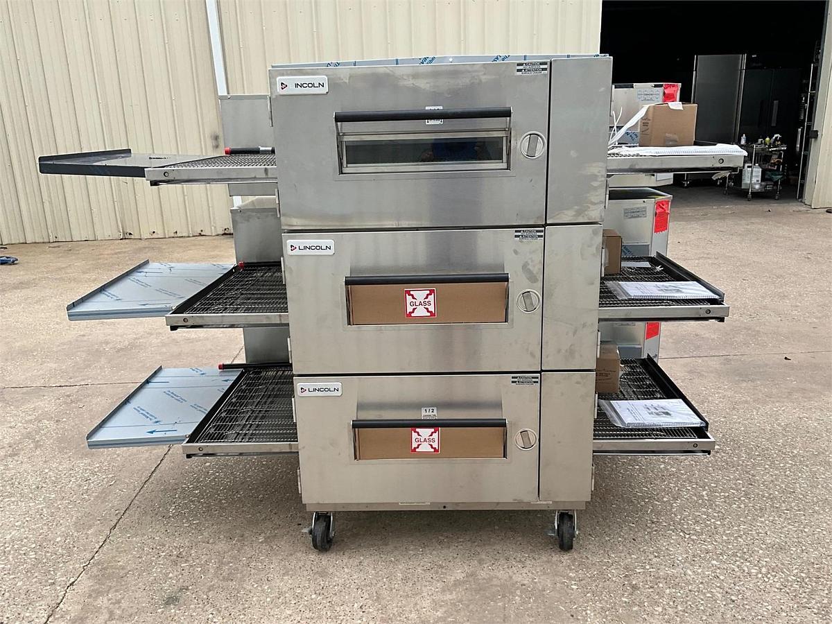 Used 3 stack Lincoln Impinger gas 1600 conveyor oven - tech checked - BRAND NEW -NEVER BEEN USED