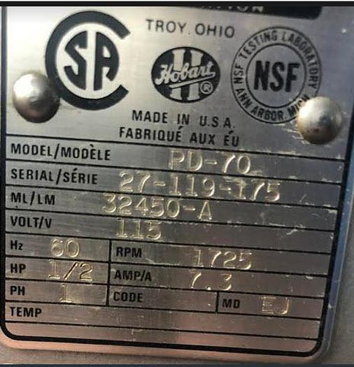 Used Hobart Power head for vegetables - not for cheese