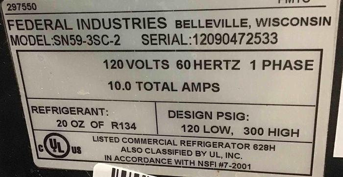 Refurbished Federal 59 Inch Double-Curved Glass Dual Zone Refrigerated Bakery Case - half dry - half refrigerated