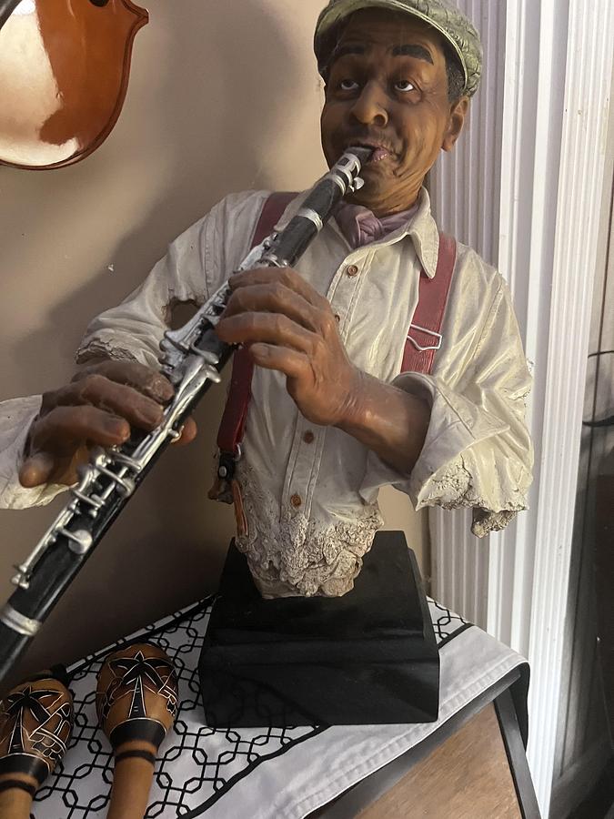 Used Decor item - Clarinet Player - ghostly -OPEN TO OFFERS