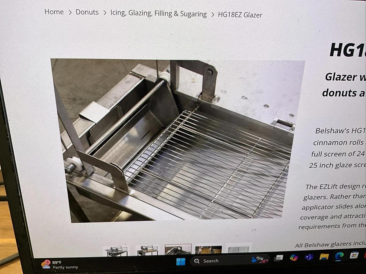 Used New 2025 Belshaw HG18EZ donut glazer 17x25 EZ Lift Applicator on casters - Brand new clearance item