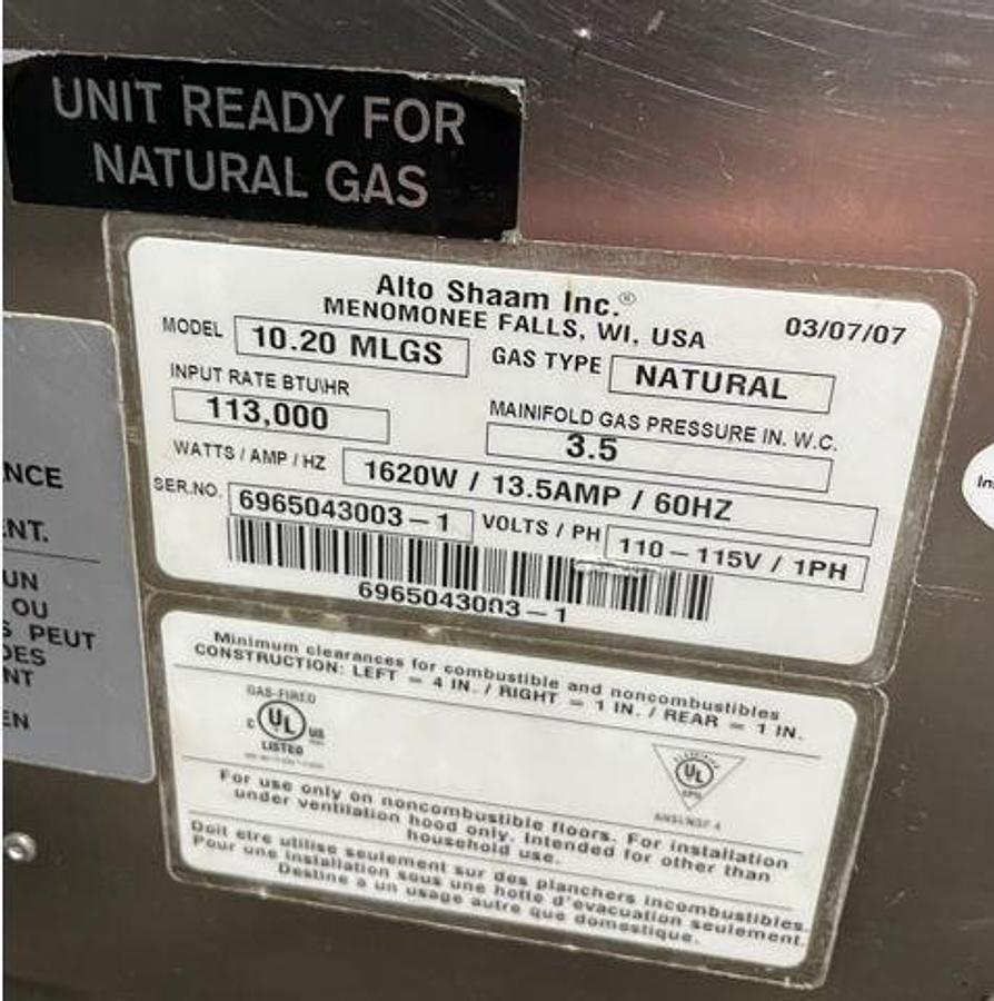 Used Alto-Shaam 10.20 MLGS Gas Combi Oven - WARRANTY