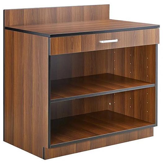 36" Walnut Waitress Station with Drawer and Adjustable Shelf
