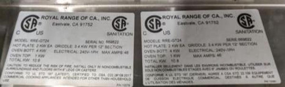 Used NEW ROYAL SINLGE 36" FOUR BURNER 12" GRIDDLE COMBO CONVECTION RANGE - price has been slashed