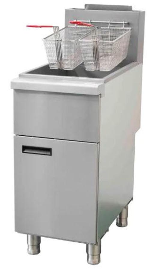 Used orno 15.5 in. 40 lb Stainless Steel Natural Gas Commercial Deep Fryer with Twin Baskets