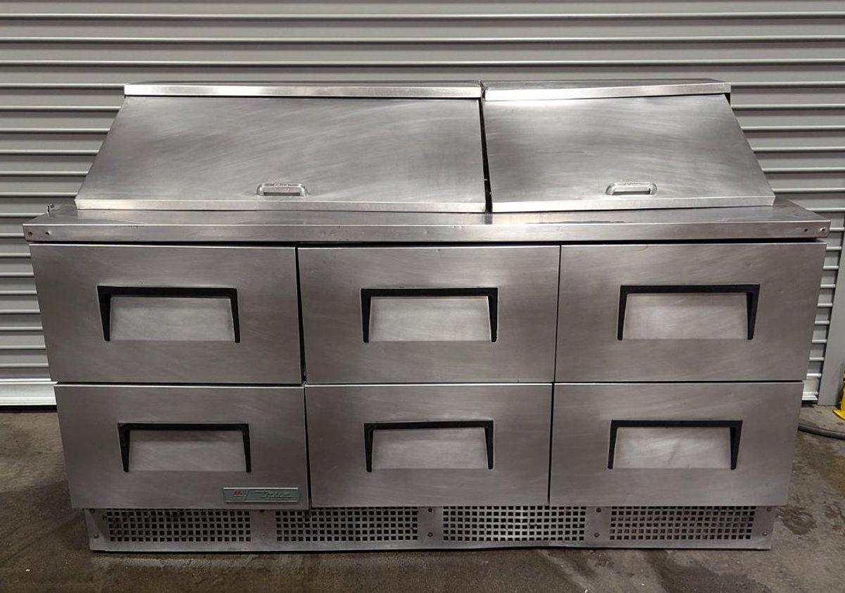 Used True TFP-72-30M-D-6 72" Six Drawer Refrigerated Salad/Sandwich Prep Table