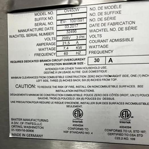 Refurbished  Baxter OV450W Electric Deck Oven with Steam