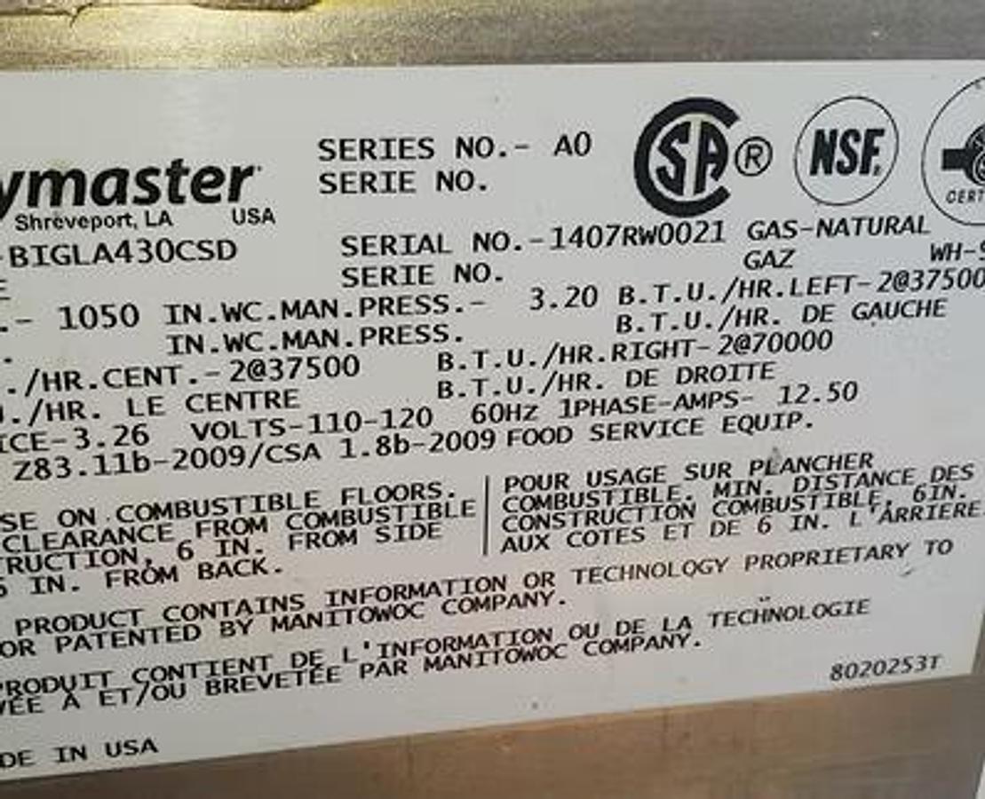 Used 4 BANK HENNY PENNY DEEP FRYRS NATURAL GAS - Model BIGLA430CSD  