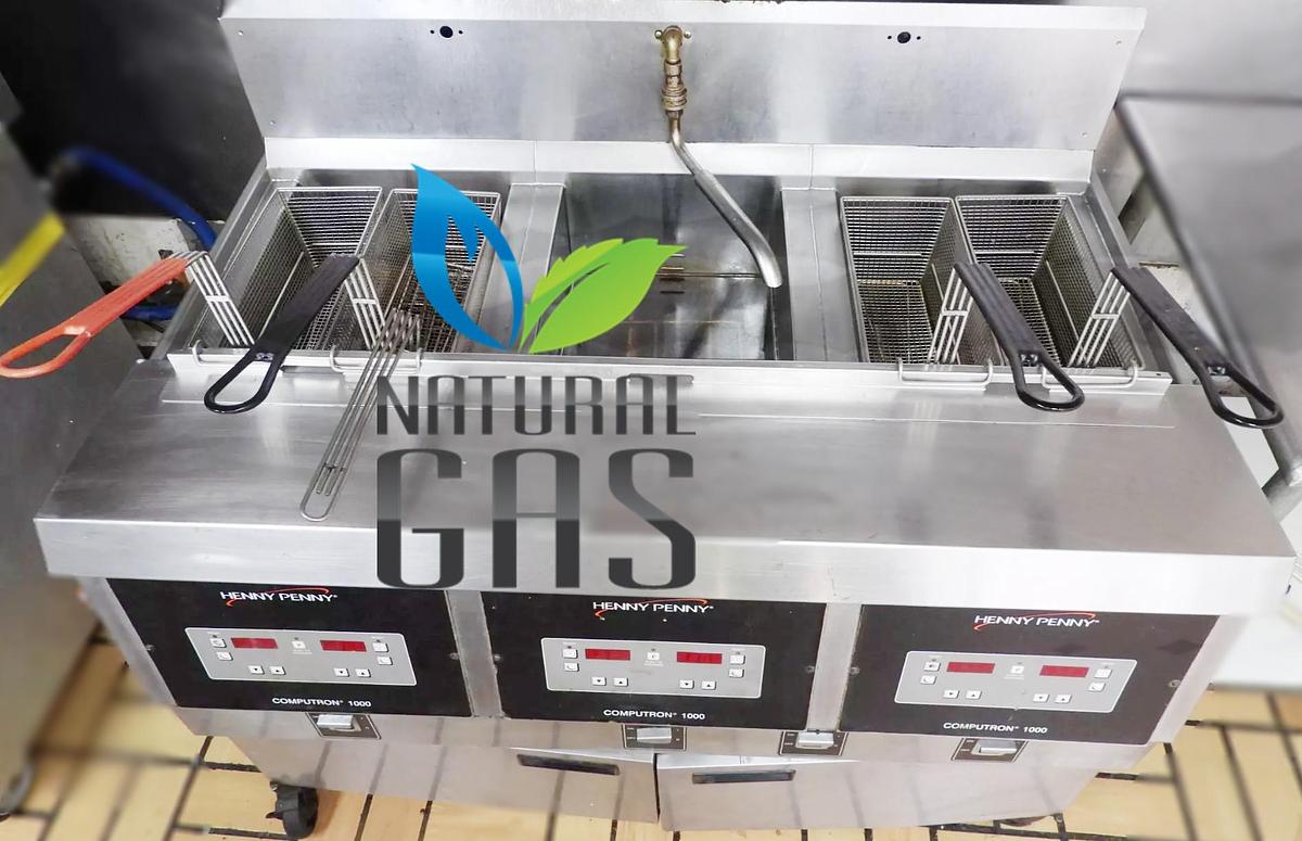 Used Henny Penny Model OFG-323 3 Well Gas Fryer w/Computron 1000 Controls