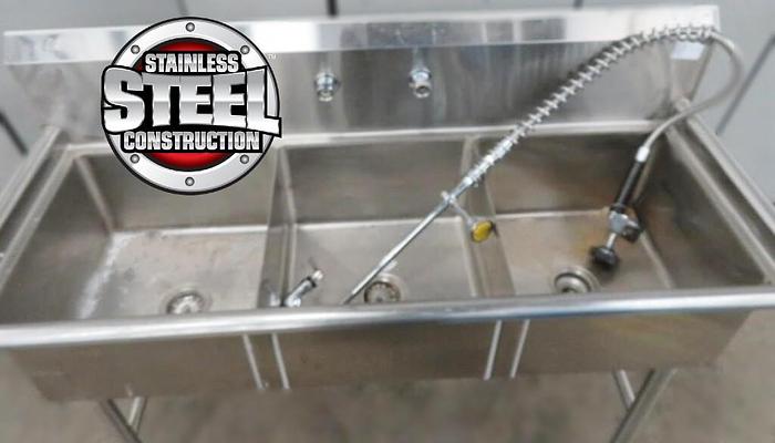 Used 3 Compartment pot sink with spray taps