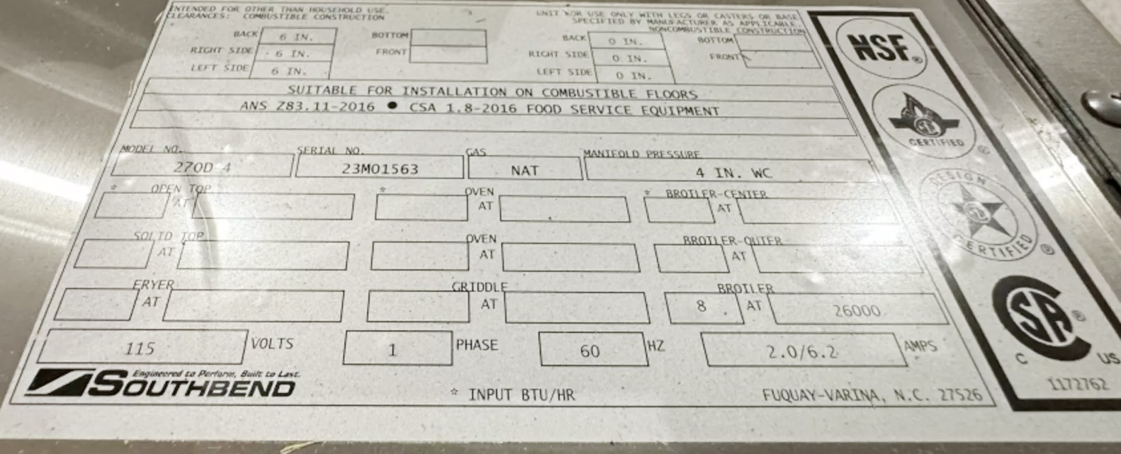 Used SOUTHBEND 34" UPRIGHT INFRARED BROILER (NEW) - PRICE HAS BEEN SLASHED