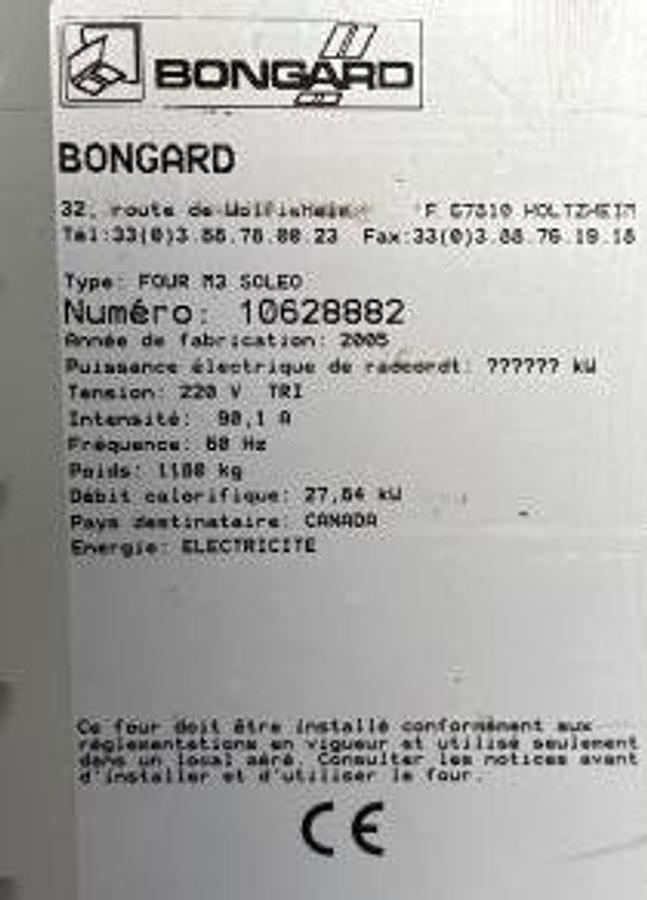 Used Bongard M3 SOLEO Deck Oven - 4 DECK