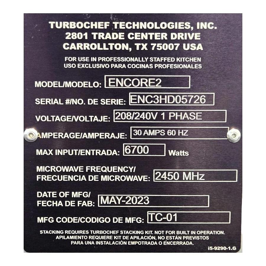 Used TurboChef Encore-2 High Speed Countertop Oven - WARRANTY