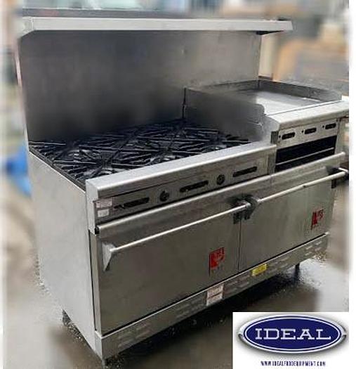 Used Wolf combo Gas range - 2 ovens - 6 burners - 24" flat top grill with broiler