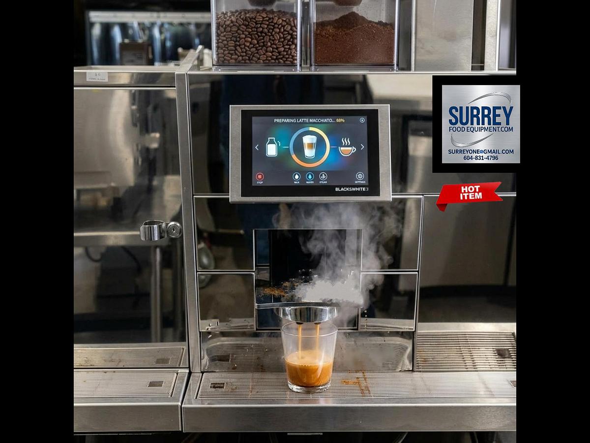Used Black and White Cappuccino Machine with Milk Fridge