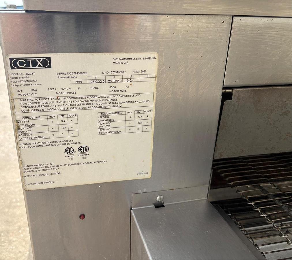 Used 2022 CTX double stack conveyor oven DZ33T