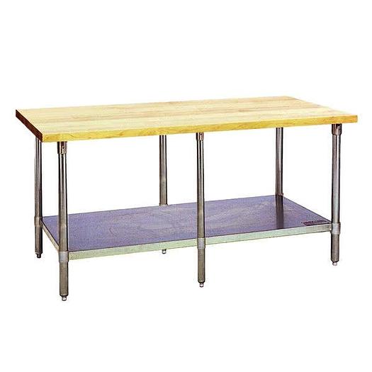 Wood top work table with galvanized undershelf