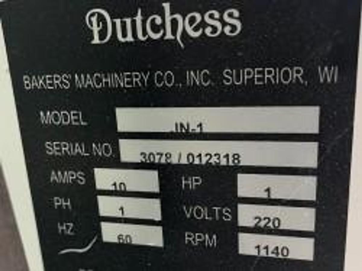 Used Dutchess JN Dough Divider Rounder Semi Automatic 1PH 18 Part 2 Plates