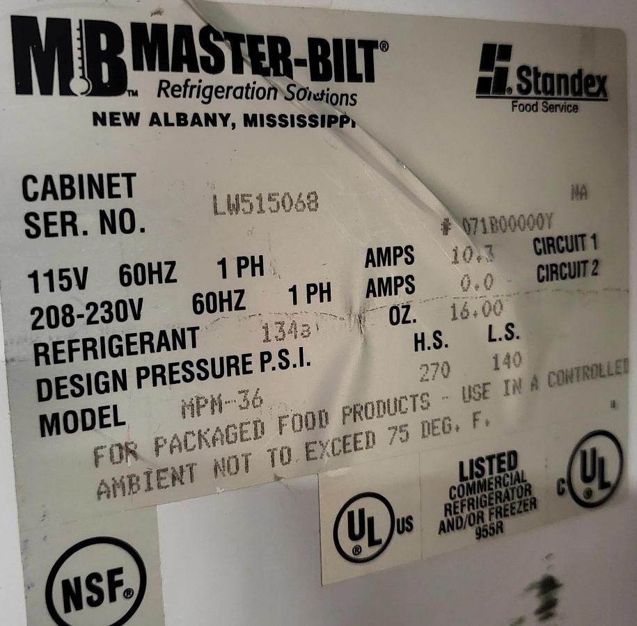 Used Masterbilt MPM-36 Open Display Cooler