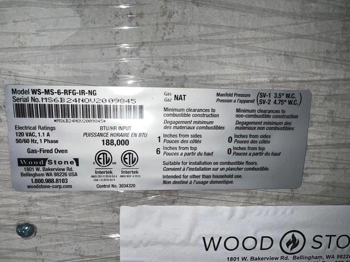BRAND NEW = Wood Stone Mt. Baker 6ft Gas Fired Pizza Oven - SPECIAL CLEARANCE