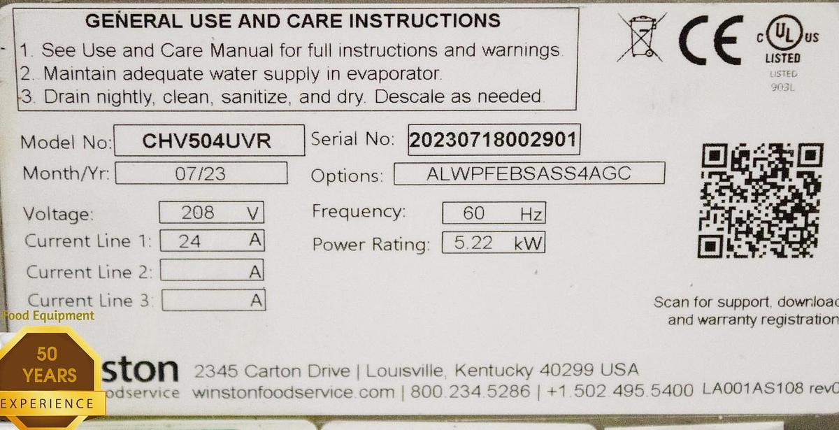 Used WINSTON CVAP COOK AND HOLD OVEN