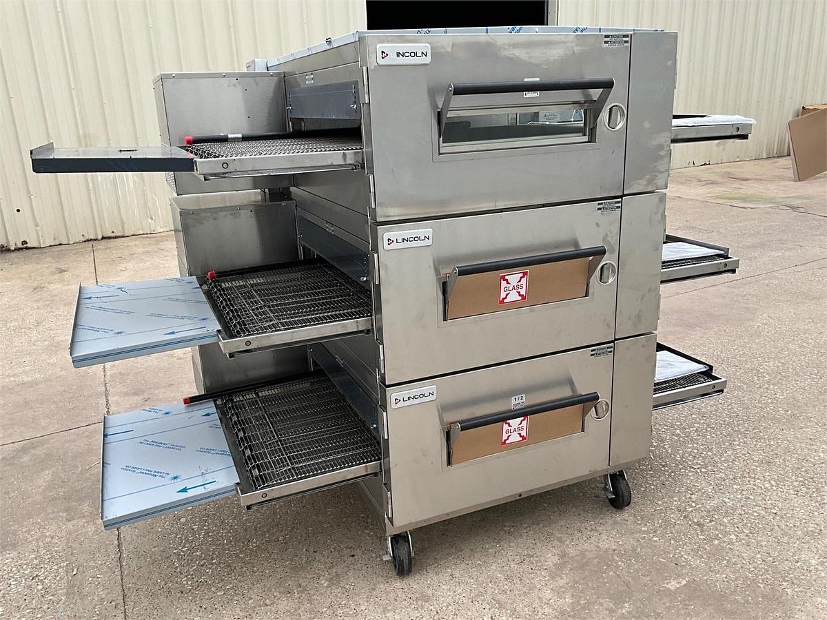 Used 3 stack Lincoln Impinger gas 1600 conveyor oven - tech checked - BRAND NEW -NEVER BEEN USED