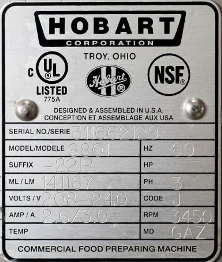 Used Hobart Meat Saw Model 6801-221P - 2023 MODEL