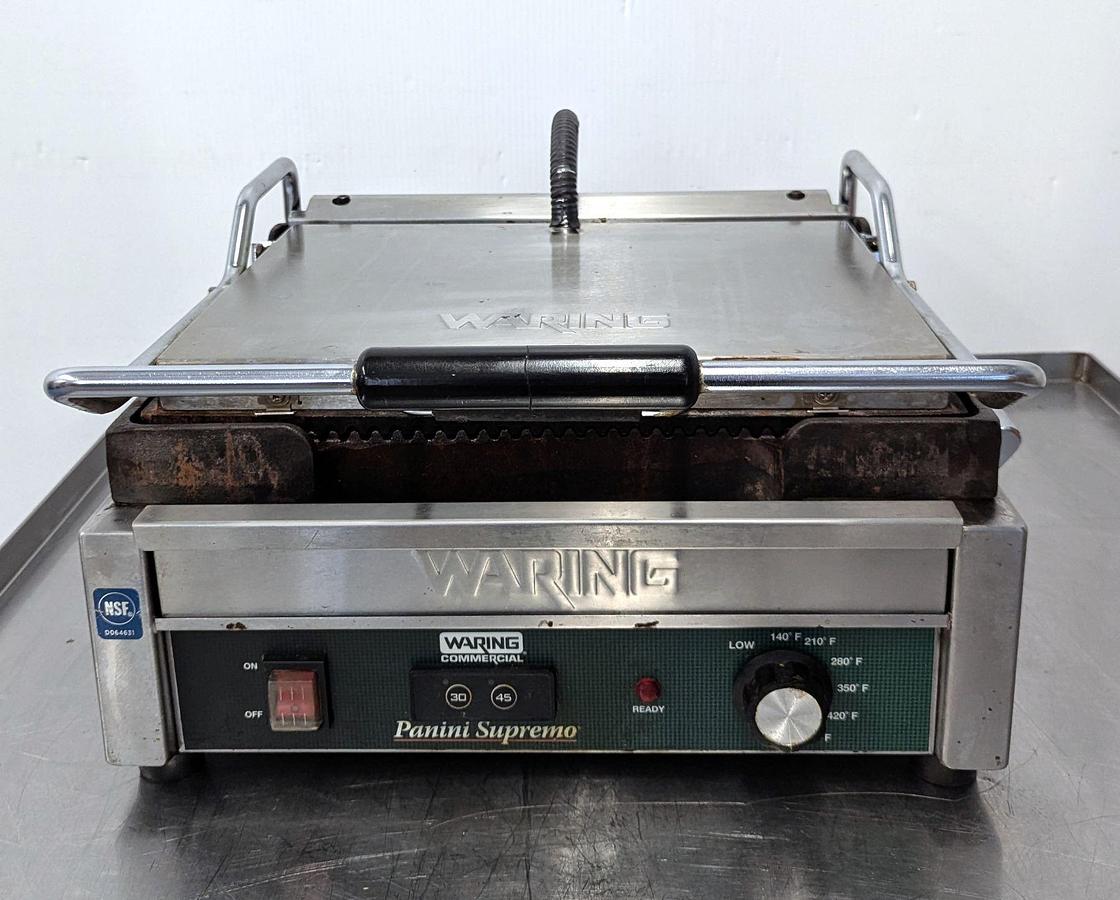 Used Waring WPG250TC Grooved Top & Bottom Panini Sandwich Grill