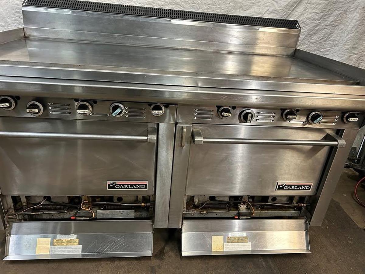 Used Garland Master Series Heavy Duty Gas Range with Griddle and 2 Ovens