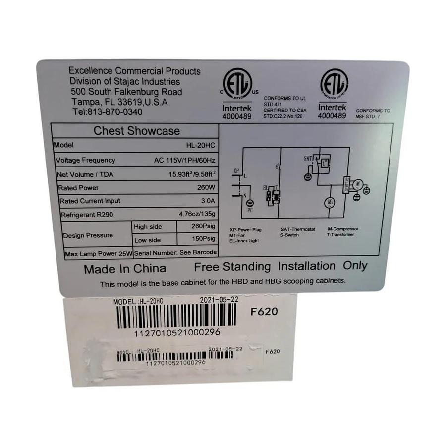 Used Excellence HL-20HC Dipping Cabinet -WARRANTY