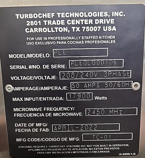 Refurbished Turbochef Plexor A3 Automated Ventless Oven - near new demo model