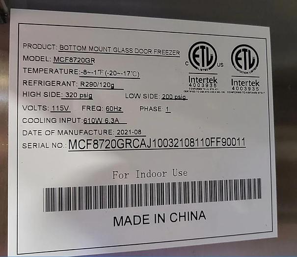 Used Atosa MCF8720GR Glass Door Freezer MCF8720GR