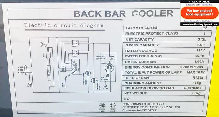 3 glass door back bar refrigerator - swing door