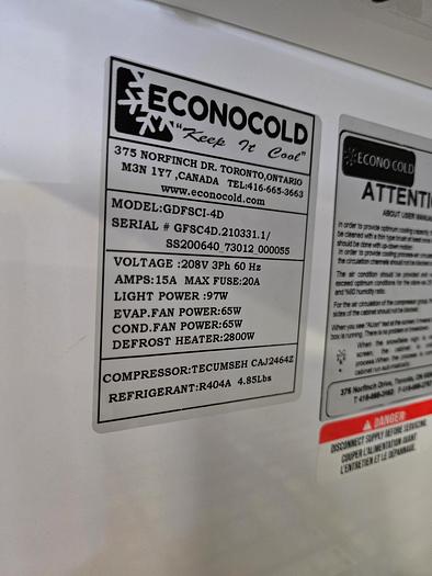 Refurbished Econocold GDFSCI-4D Self Contained Glass Door Freezer