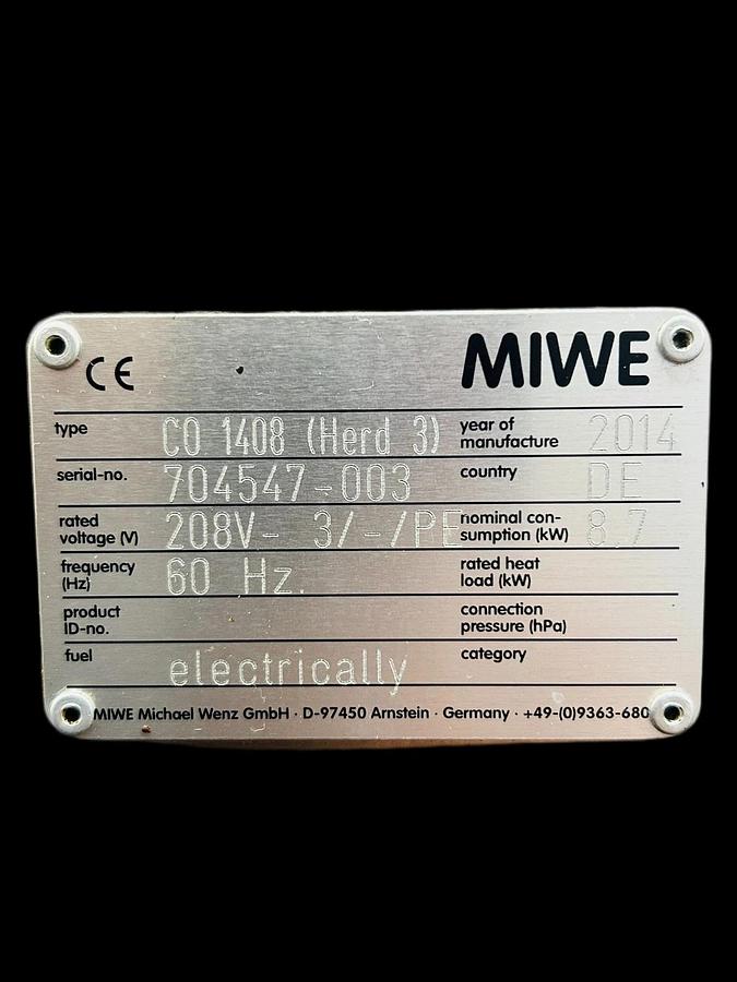 Used MIWE 2014 CO1408 ELECTRIC CONDO TRIPLE DECK OVEN Fully Refurbished -MADE IN GERMANY