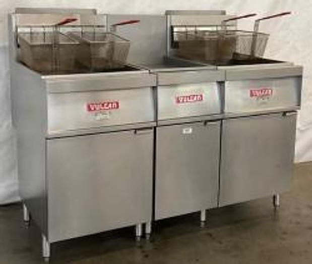 Refurbished Vulcan Double 65lb Natural Gas Fryer & Dump Station 1GR65