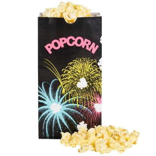 Bagcraft Papercon 300448 4 1/4" x 2 1/2" x 8 1/4" 46 oz. Funburst Design Popcorn