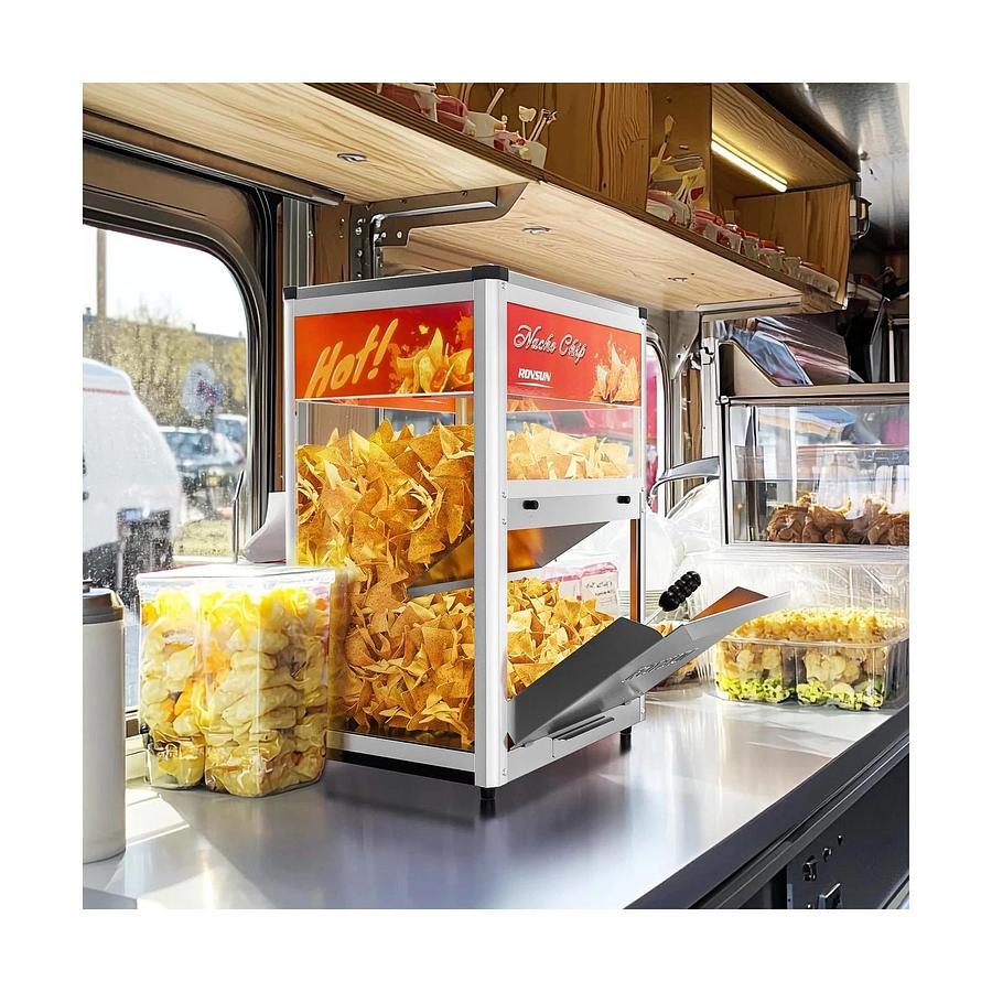 Nacho Machine Food Warmer, Nacho Chip Warmer Countertop Display Case With Light