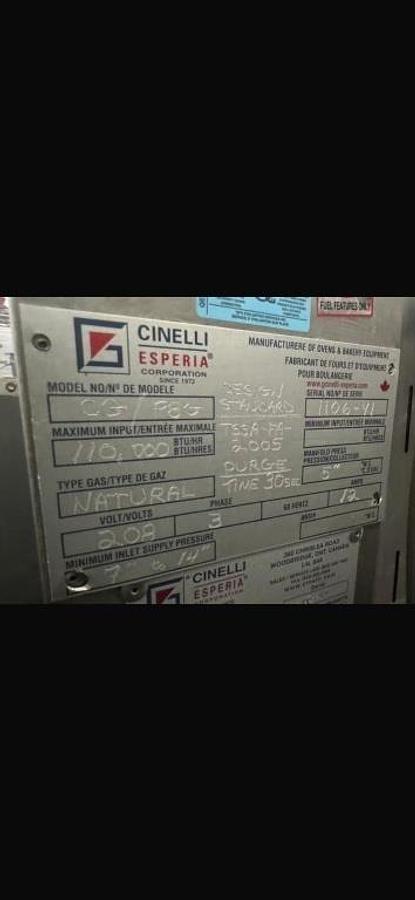 Used CINELLI GAS BAKING OVEN BI TURBO CG/P8G
