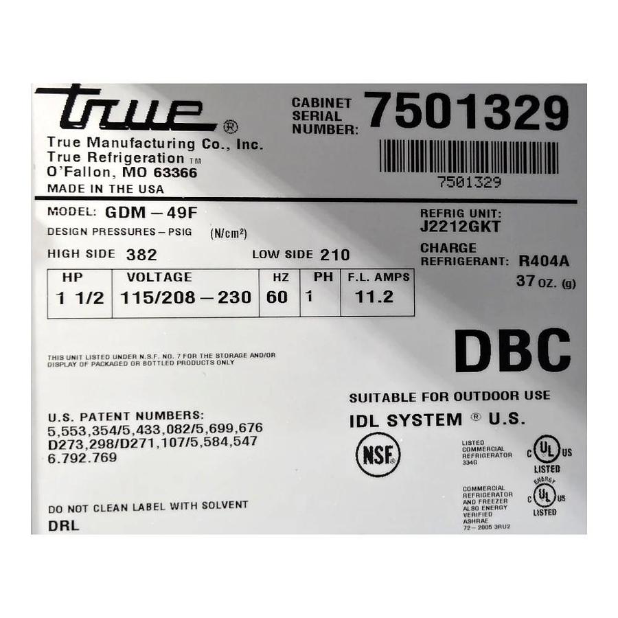 Used TRUE GDM49F Freezer - 2 Glass Door - Refurbished -Warranty