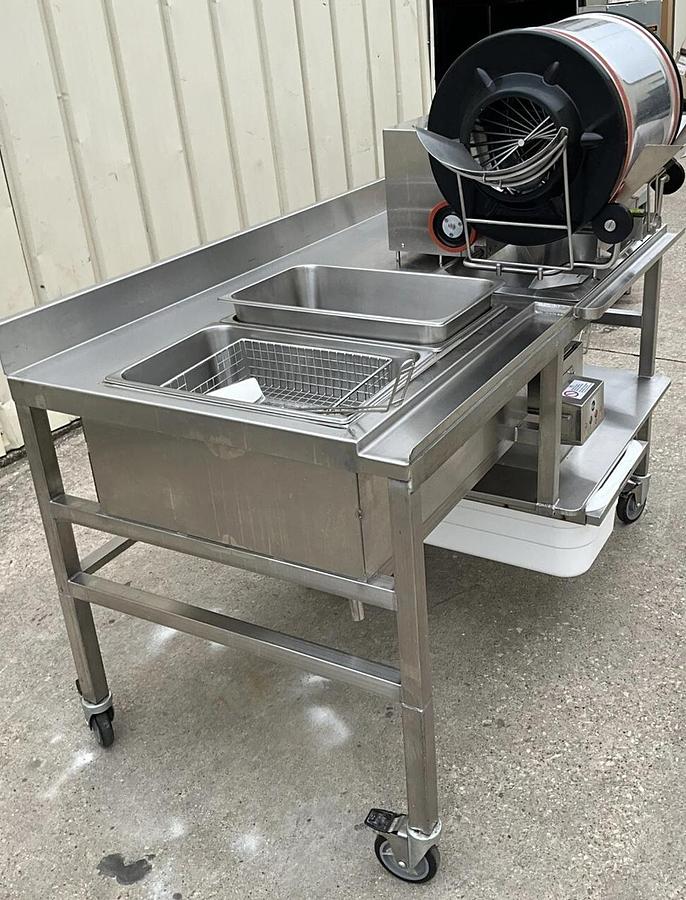 Used Ayrking breading station BBSU ice down with tumbler 5004706 Drum Roll Breader